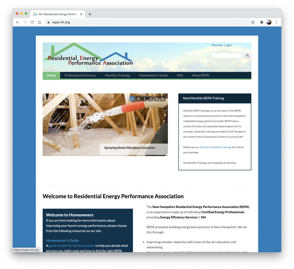 Homepage of New Hampshire REPA Website